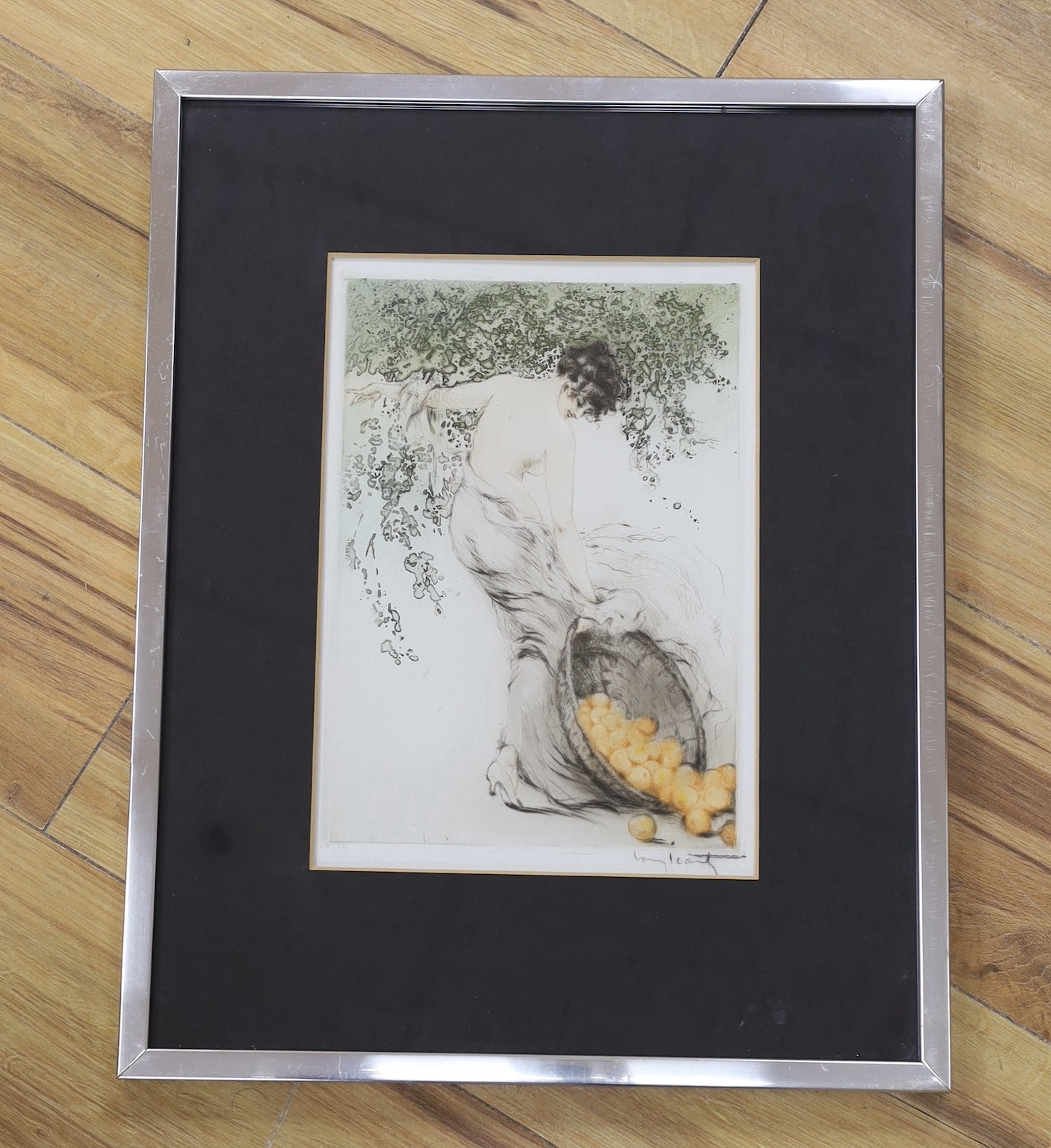 Louis Icart (1888-1950), coloured drypoint etching, 'Summer (Oranges)', signed, 27 x 19cm